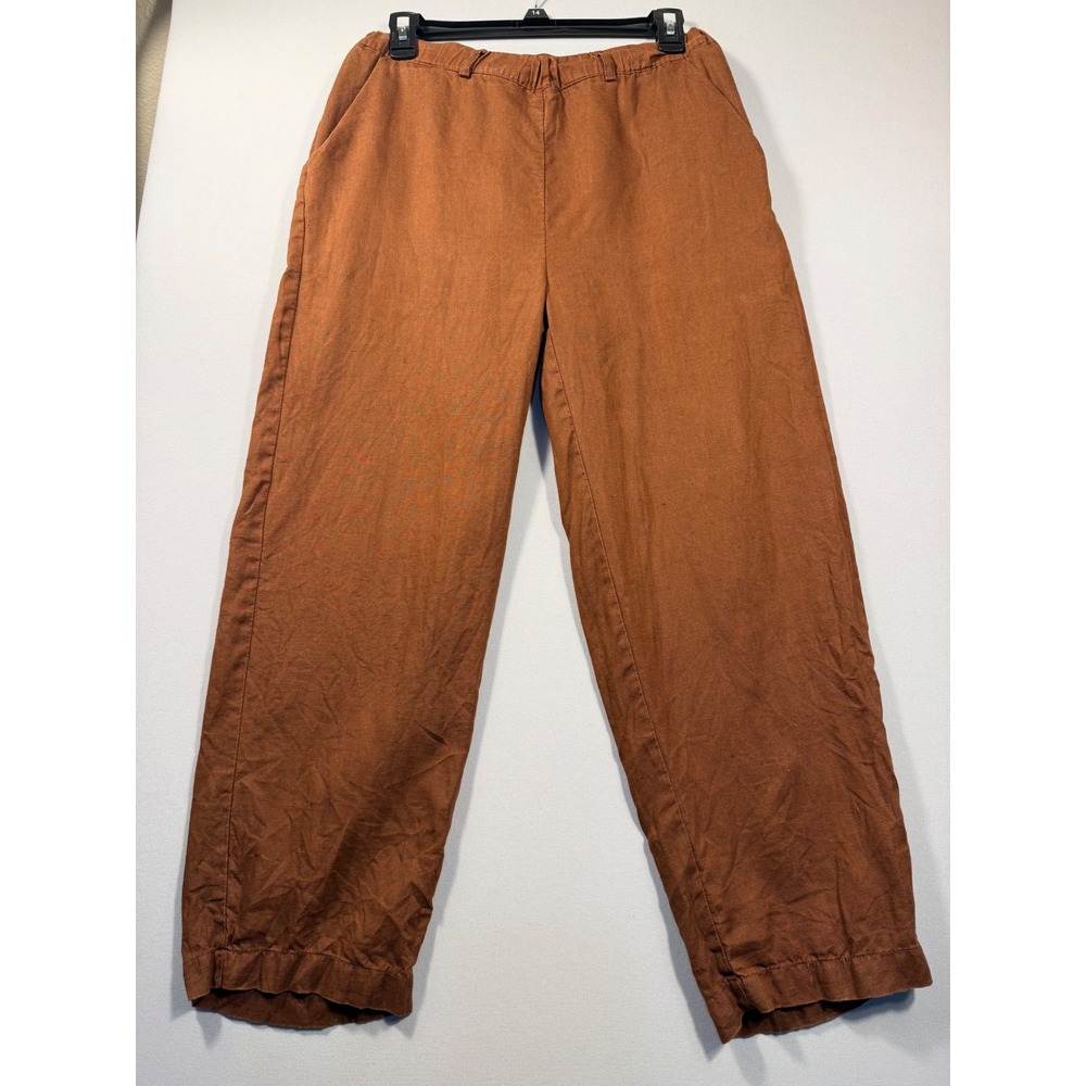 Quince 100% European Linen Wide Leg Pants Terracotta Rust Brown Small Fall